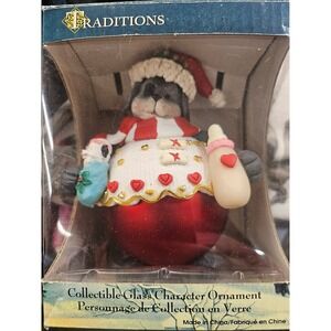 Traditions Collectible Glass Character Ornament Dog with Puppy Bottle Red Ball